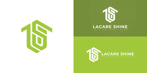 Abstract initial hexagon letter LS or SL logo in green color isolated on multiple background colors. The logo is suitable for a home service logo vector design illustration inspiration templates