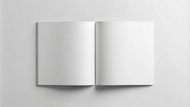 Simple, yet elegant, two-page white brochure mock-up template isolated on a white background for branding and identity design projects.