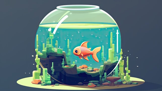orange fish in glass bowl clip art preview
