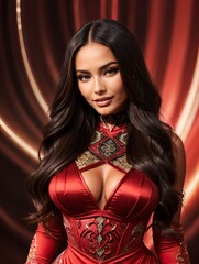 Fototapeta premium Woman in Red Dress at Event