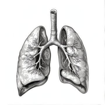 Graphie of lungs, isolated monochrome modern. Anatomy of internal organs in the human body.