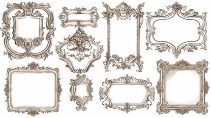 An elegant frame for wedding invitations, heralding decoration. Picture, map, scrapbooking borders. Sketch modern royal medieval borders with embellishments.