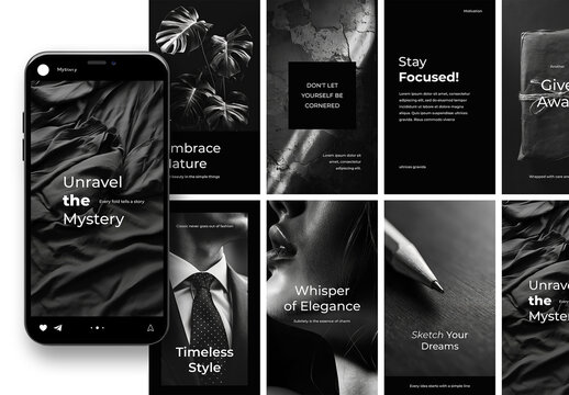 Vertical Monotone Style Social Media Posts With Themed Backgrounds and Generative ai