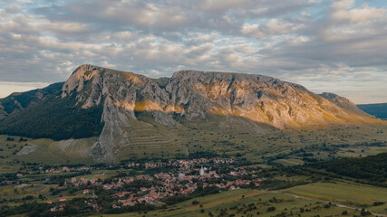 Fototapeta premium Impressive panorama view on Rimetea Village. Outstanding view of Piatra Secuiului mountains