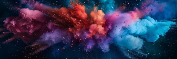 Color Powder Burst Frame, Colored Splash, Colorful Explosion and Frame, Abstract Generative AI Illustration
