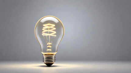 A Head shaped light bulb illuminated on plain isolated background with copy space, creativity concept, Inspirational Ideas

