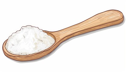 In this sketch, flour, sugar, or soda are isolated from each other with a spoon. The ingredients for baking bread are modern pastry foods and bakery powders.