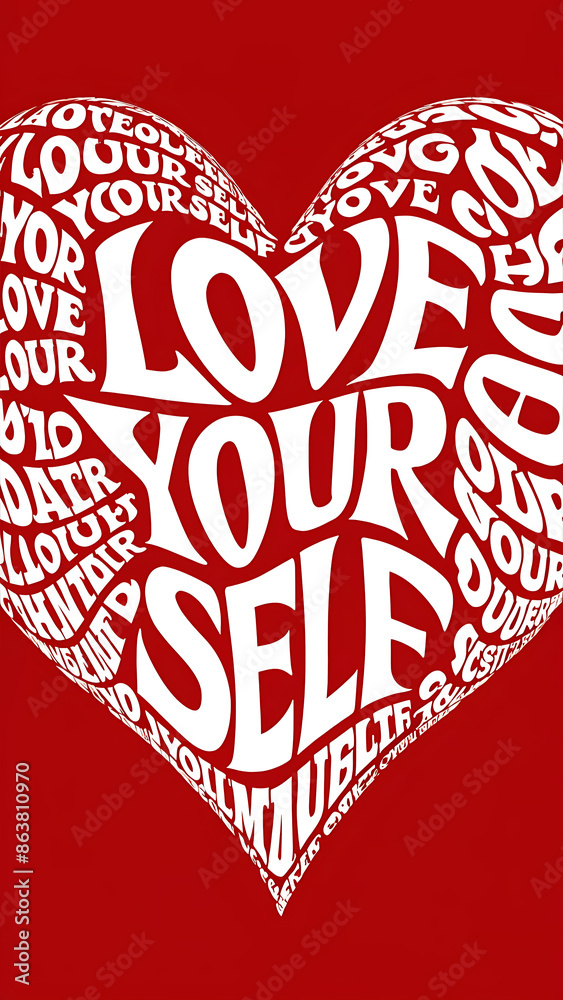 Fototapete a heart-shaped design with the words 'love your self' written within it. the words are in a bold, wh