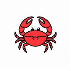 The crab is isolated on a white background with pincers cartoon icon. The crab is a decapod crustacean with eight legs and two claws. Seafood marine food.