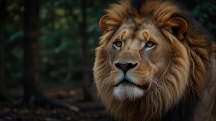 Fototapeta premium Regal Lion in Forest