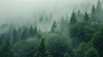 green foggy forest landscape © David Kreuzberg