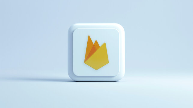 Google Firebase app 3d icon on a pale blue background