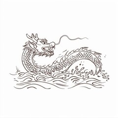 Isolated sea serpent dragon bakunawa icon. Underworld mythological creature, sea serpent dragon in the sea. Fairytale underwater creature, vintage giant sea serpent.