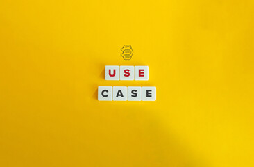 Use Case Banner and Icon. Concept in Software Engineering and Systems Design. Text on Block Letter...