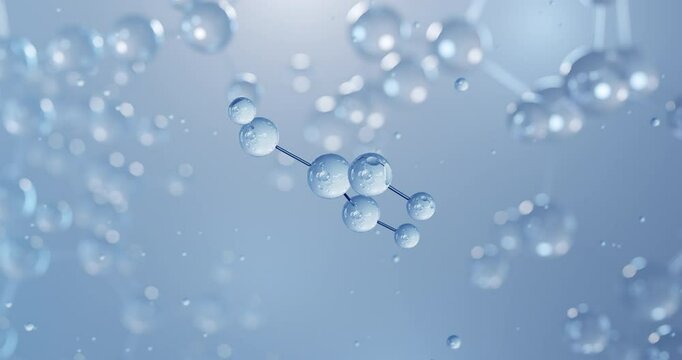 Boric acid, rotating 3D model of orthoboric acid, seamless looped video, molecular structure with selective focus