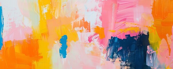 Vibrant abstract painting with brushstrokes creating colorful background