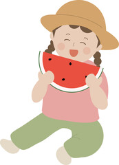 수박 먹는 어린이