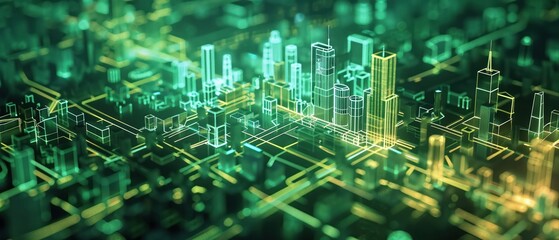 Obraz premium Digital grid mapping out a future city