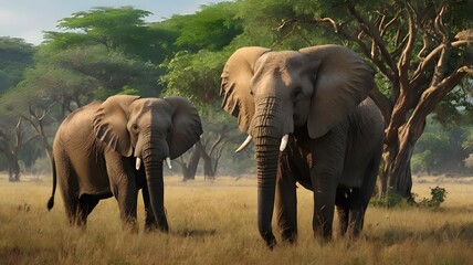 Fototapeta premium elephants in the savannah