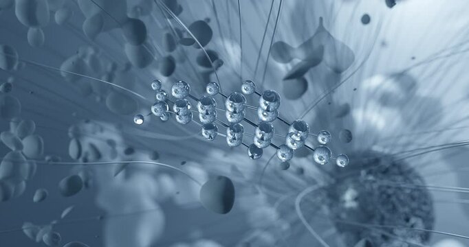 Emodin rotating molecular 3d structure ball-and-stick model, looped video anthraquinone family