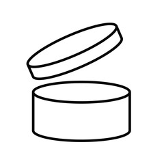 Pictogram cylindrical open container in black. Symbol flat cosmetic container icons. Period after opening. Vector line Icon isolated in simple illustration. Pixel perfect. Drawn by real human.