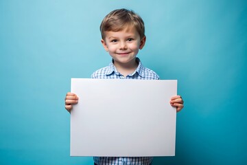 Smiling Boy Holding a Blank Sign.