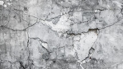 Obraz premium Damaged wall with vertical crack after earthquake Gray cement covering Texture background with space for text