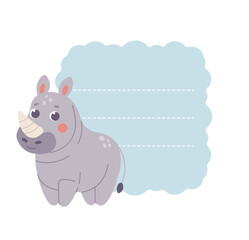 Animal sticky note.  Rhinoceros paper memo pad. Reminder pad. Сute childrens character. 