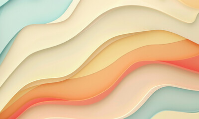 Fototapeta premium Abstract beige layered paper background with wave and curve. Abstract brown and beige paper cut wavy shapes layers background
