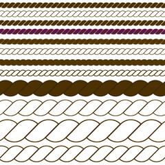 nautical rope brush design for graphic artists for creative projects, Rope brushes set. Rope frame design elements. Seamless marine rope pattern brush  - Part 1