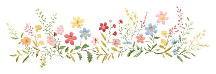 PNG Cute little flowers embroidery pattern plant.