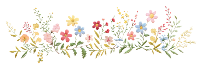 PNG Cute little flowers embroidery pattern plant.
