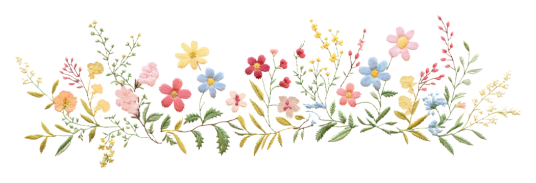 PNG Cute little flowers embroidery pattern plant.