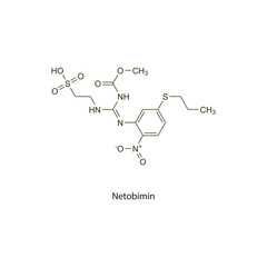 Netobimin flat skeletal molecular structure Anthelmintic agent drug used in worm infection treatment. Vector illustration scientific diagram.