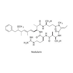 Nodularin skeletal structure diagram. compound molecule scientific illustration.