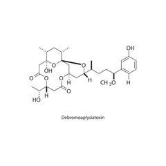 Debromoaplysiatoxin skeletal structure diagram. compound molecule scientific illustration.