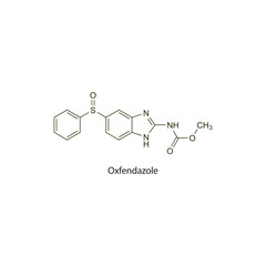 Oxfendazole flat skeletal molecular structure Anthelmintic agent drug used in worm infection treatment. Vector illustration scientific diagram.