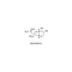 Dysiherbaine skeletal structure diagram. compound molecule scientific illustration.