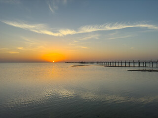 sunset over the sea in Egypt in the summer 