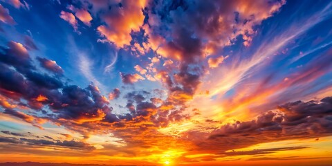 Obraz premium Dramatic Sunset Sky With Colorful Clouds.