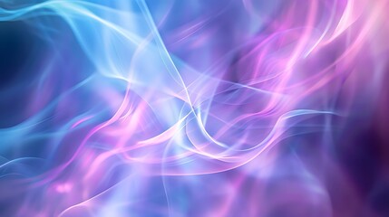 Translucent light waves of lilac, purple, pink and blue colors intersect in space and mix