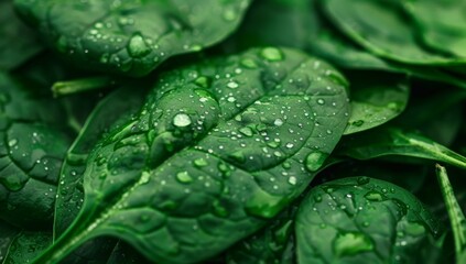 close up of fresh spinach leaves background