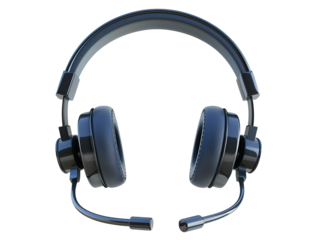 A sleek black headset with a microphone, perfect for communication and listening to music.