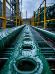 Industrial pipes and machinery in a factory setting