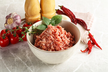 Raw minced pork uncooked meat