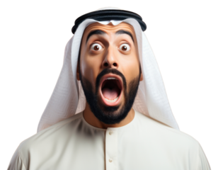 PNG Arab man surprised face portrait adult moustache.
