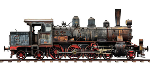 Old vintage train isolated on transparent or white background