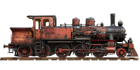 Old vintage train isolated on transparent or white background