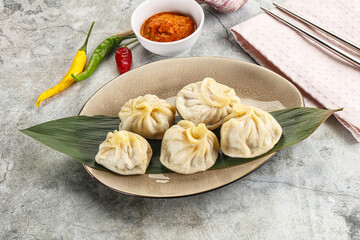 Chinese traditional steamed dumpligs momo
