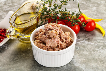 Canned tuna fillet for salad